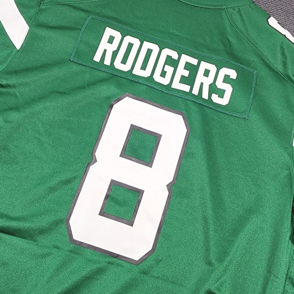 Nike New York Jets Jersey‎ Mens XL Green Aaron Rodgers #8 NFL Game Jersey NWT